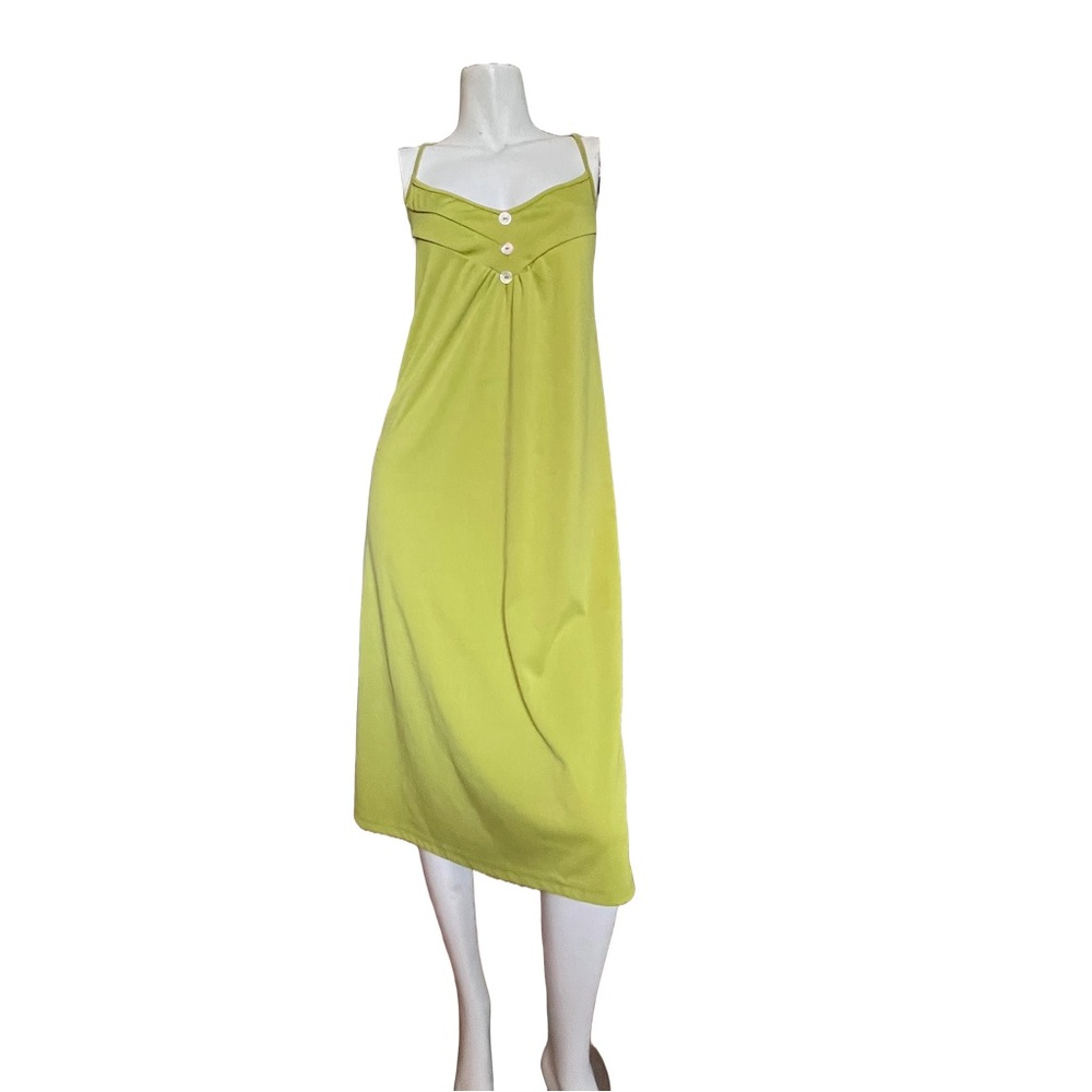 MissLook Lime Green Button Front Midi Dress - 3XL - Cotton Blend
